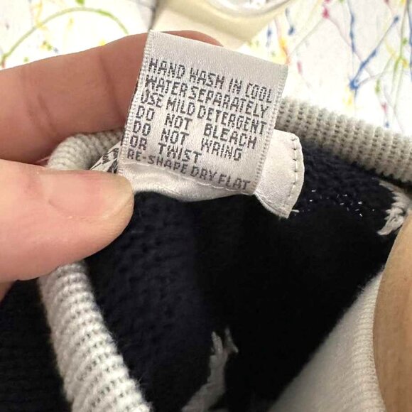 3 for $50💚Dark Navy White Stars Patriotic Hand Embroidered Short Sleeve Sweater - Picture 4 of 5